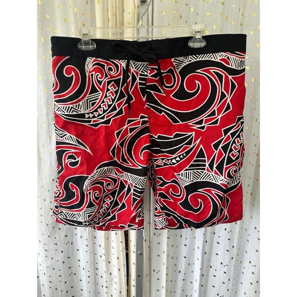 Hamakua NWT Hawaiian Tribal Polynesian Hook And Loop Board Surf Shorts 36 - Picture 2 of 7